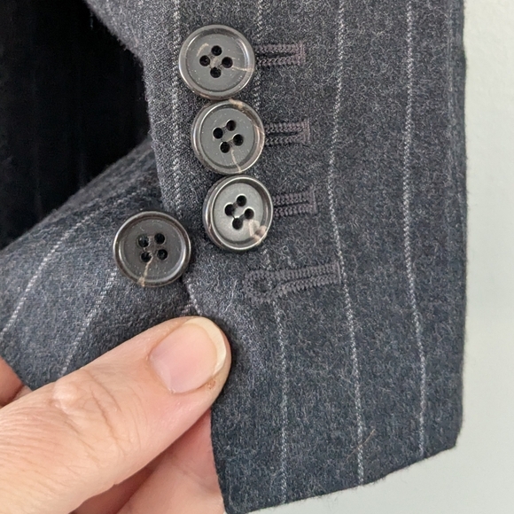 Theory Double Breasted Wool Flannel Pinstripe Blazer - Picture 7 of 11